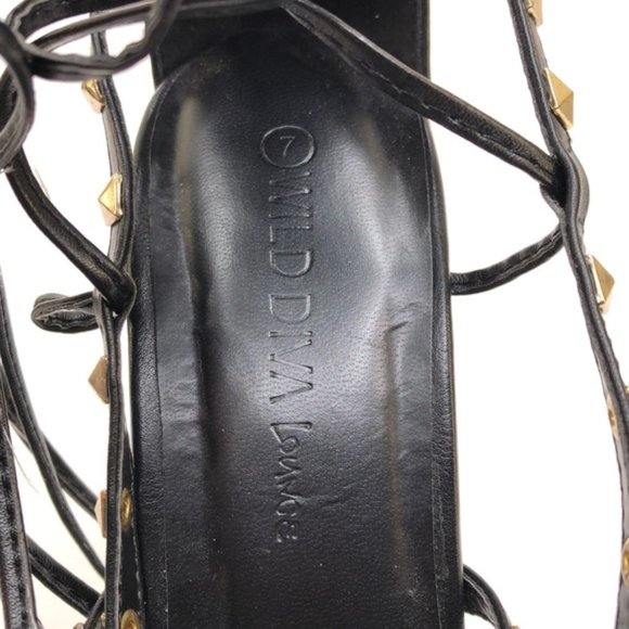 Wild Diva Black Gold Studded Leg Wrap Heels, 7 - Picture 9 of 10